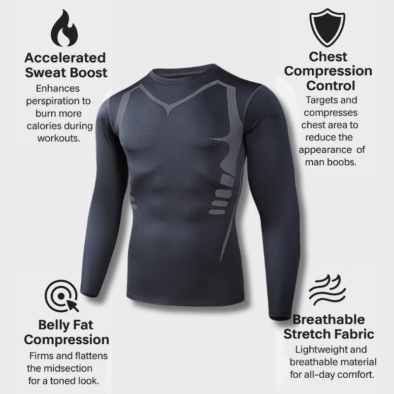 Men's Long Sleeve Compression Shirt — Slimming Fit | SCULPTIX